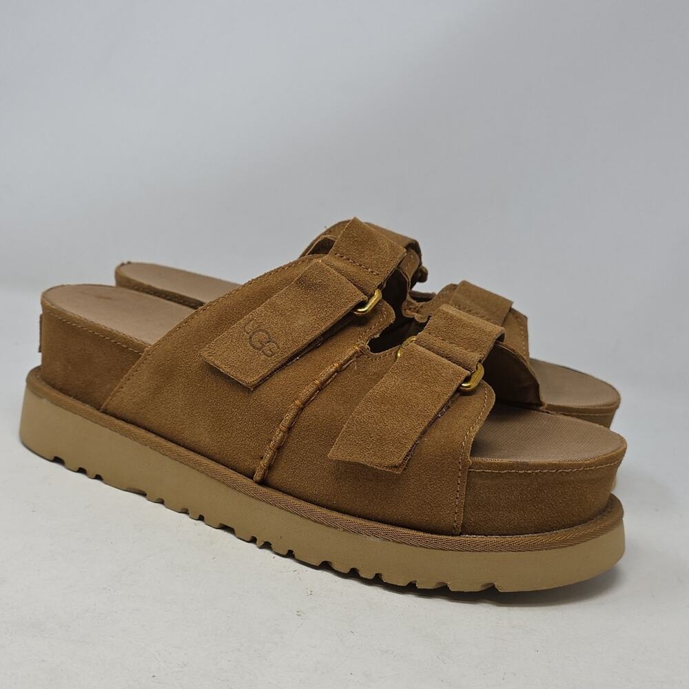 UGG Goldenstar Platform Suede Slide Sandals Size 11 - Picture 3 of 6